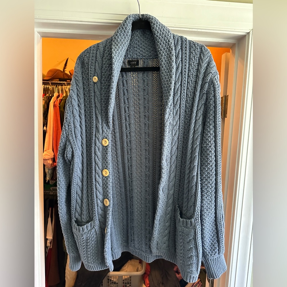 J. Crew Gray Cable Knit Cardigan